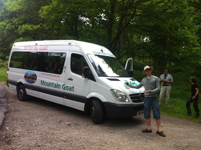 The tour bus! Kindly modelled by Nick :)